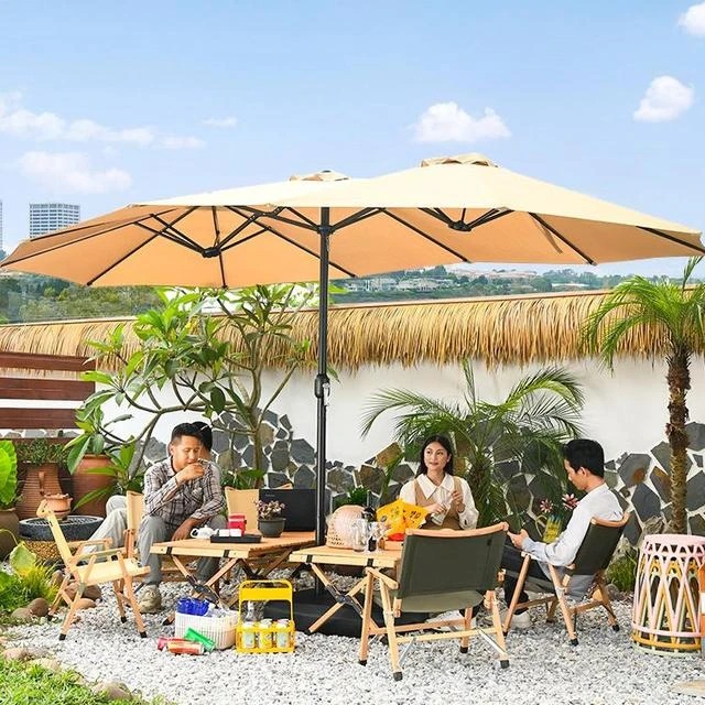 远茂户外三头遮阳伞大型中柱伞加大庭院休闲室外商用外摆太阳伞