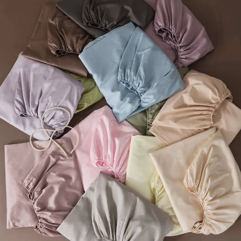 简约100s长绒棉纯棉纯色单件床笠全包围床垫保护罩防尘罩防滑床单