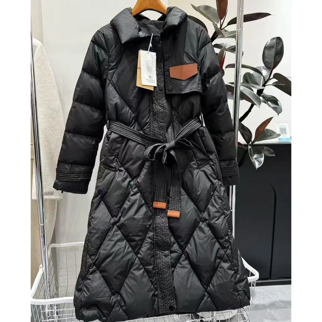 935/2025冬季长款过膝收腰韩版中长款羽绒服