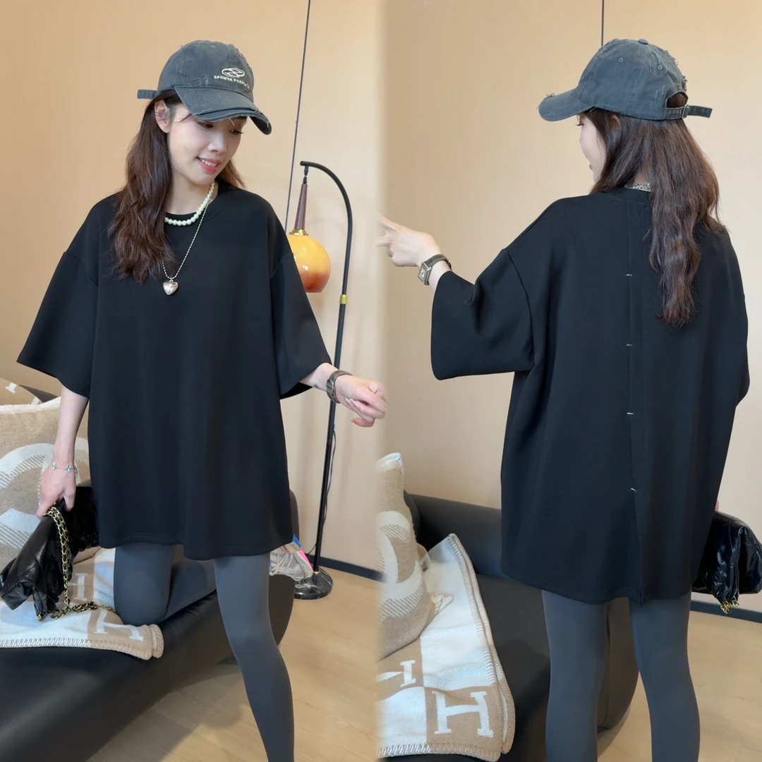 二姐的宝藏春夏慵懒风后开片大版时尚百搭T恤百搭显瘦短袖#25085