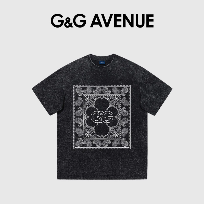 法国G&G AVENUE轻奢潮牌夏季新款水洗短袖T恤男女同款-GT2523046