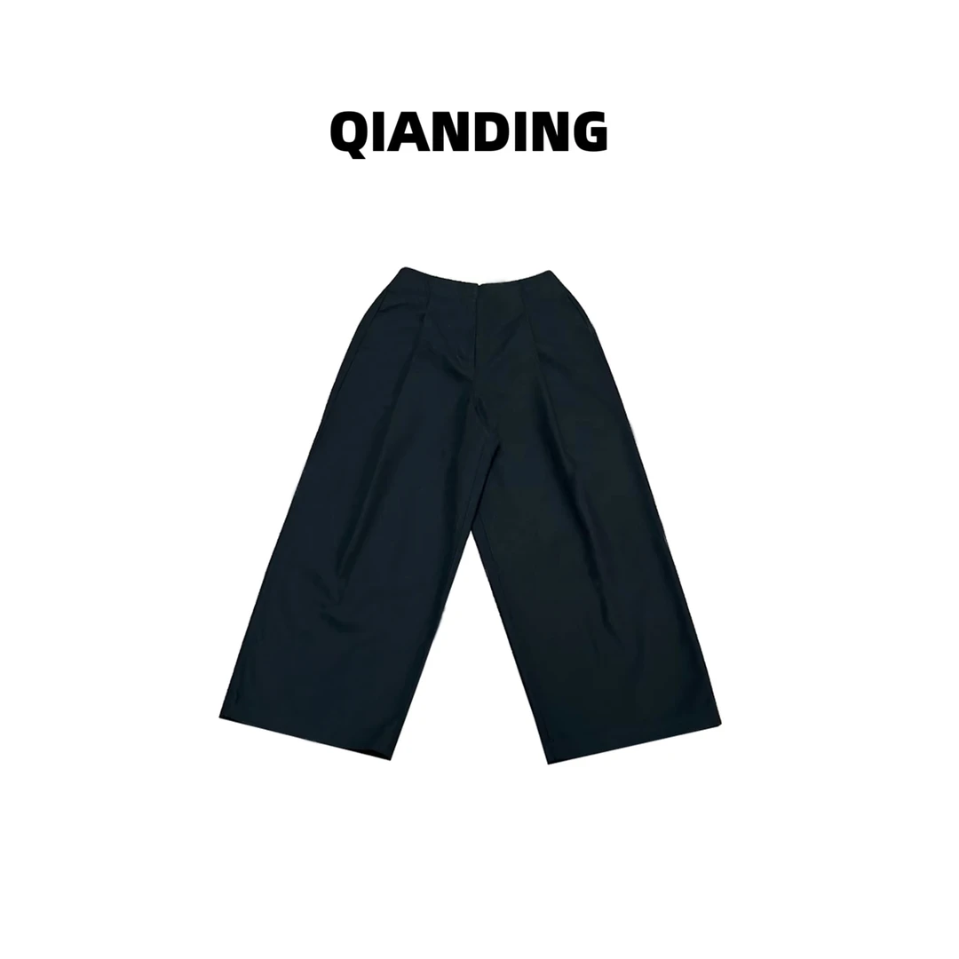 【QIANDING】经典廓形“开业裤”宽松百搭纯棉休闲长裤A251412