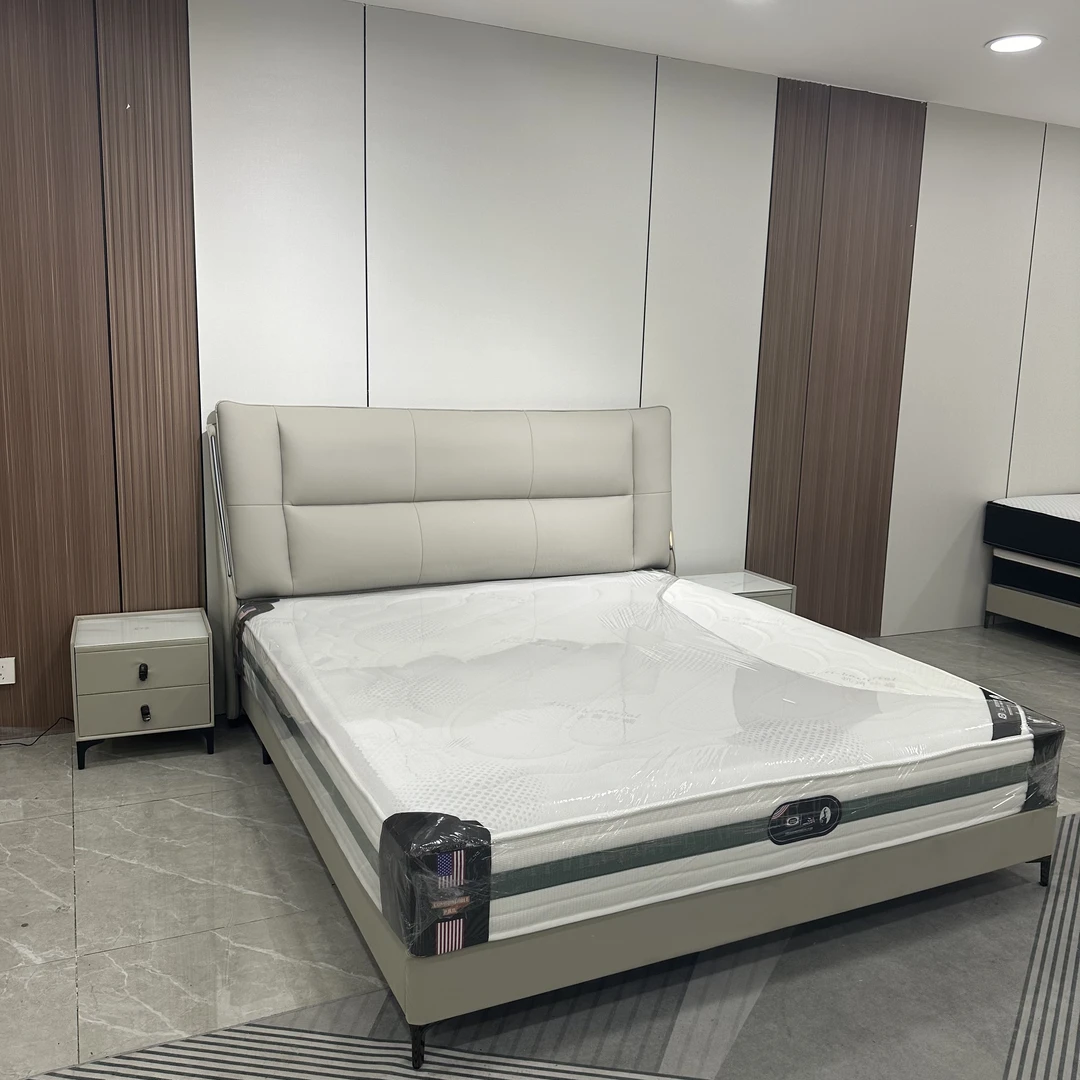 FM886轻奢简约大床主卧室可选储物高箱皮艺床意式儿童床定制