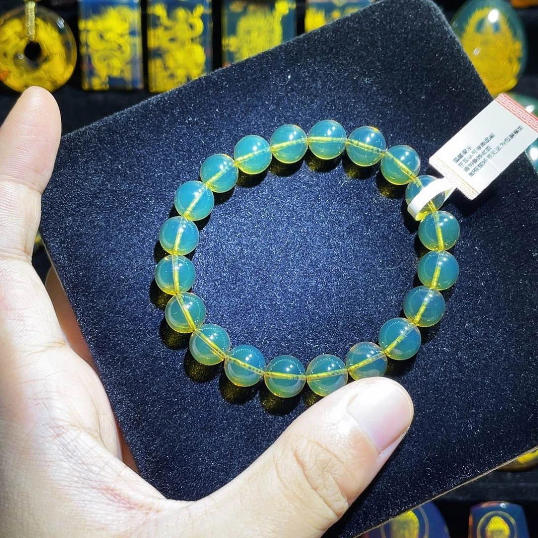 手链琥珀未镶嵌蓝珀圆珠手串9.5mm