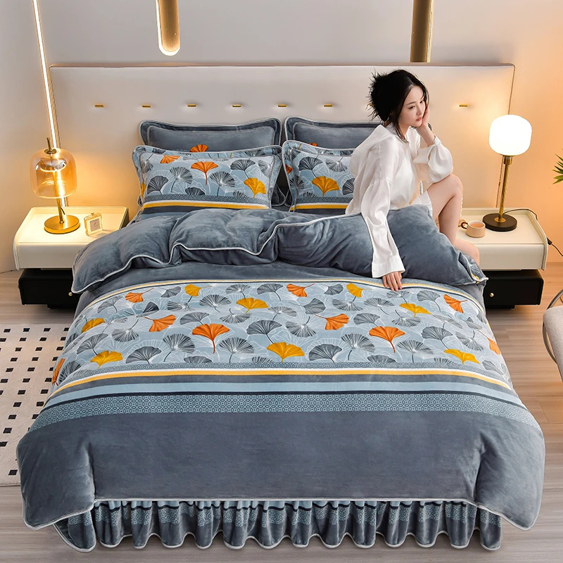 网络爆款加厚牛奶绒四件套抗寒保暖亲肤柔软不起球抗静电