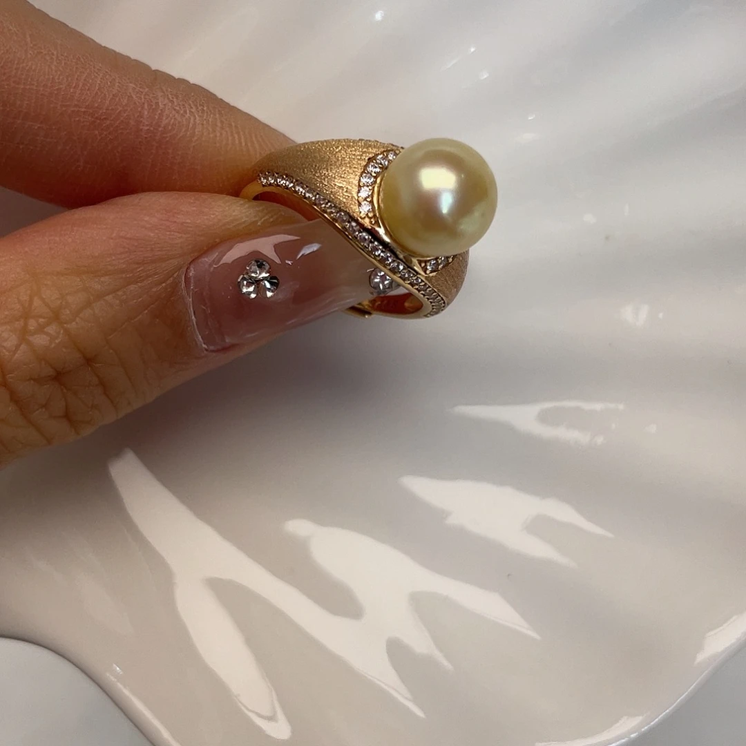 银S925镶嵌戒指海水珍珠