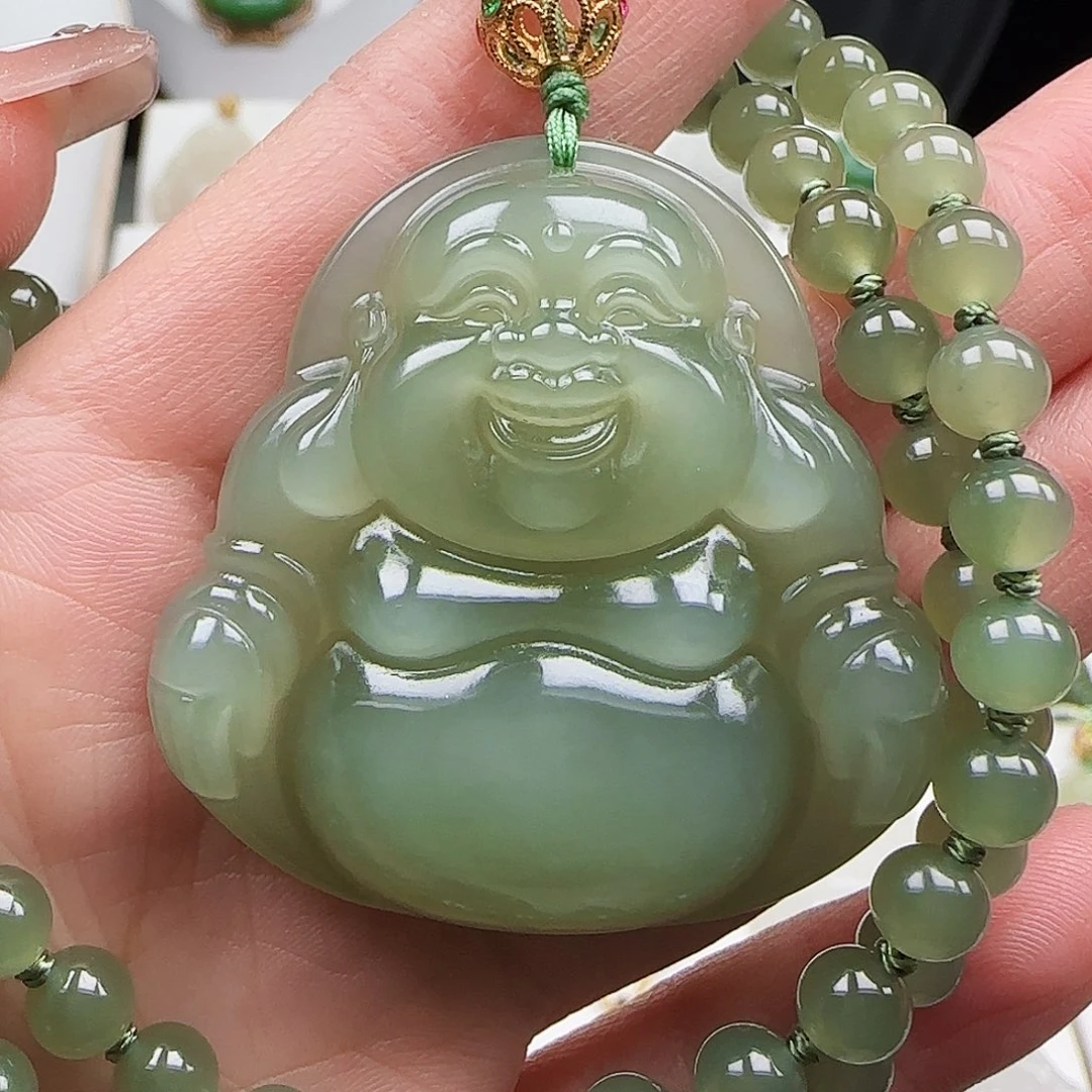 和田玉18K金镶嵌颈饰45