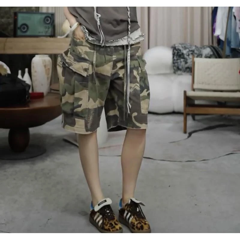 infobyfive2025夏季新款越野大口袋抽绳工装迷彩裤中裤NF0504004