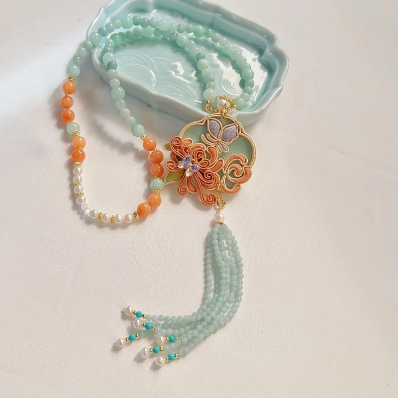 合金项链 气质新中式手工民族风盘扣手作首饰配饰菊花项链