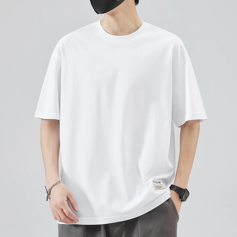 纯色短袖T恤男士夏季圆领潮牌宽松日系男款上衣半袖休闲体恤男生