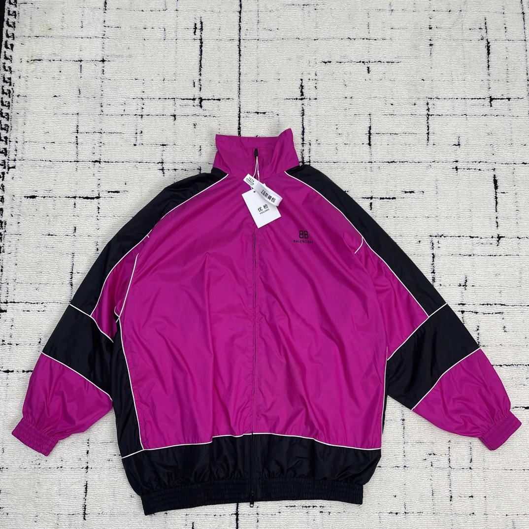 99新 Balenciaga/巴黎世家 玫粉色拼色休闲夹克外套 34码 1674