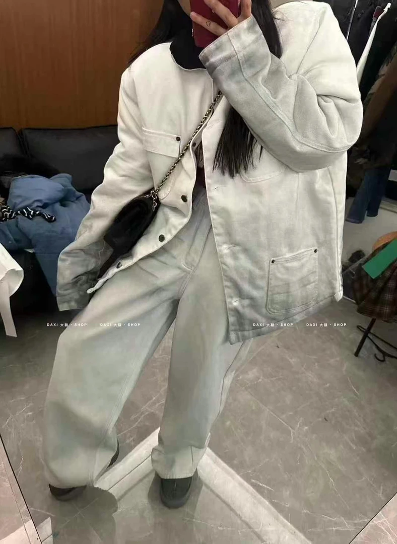 秋冬新款加厚渐变色牛仔套装