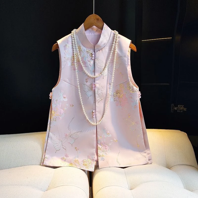 2025春装新款国风新中式马甲女复古改良唐装时尚新款民族风上衣