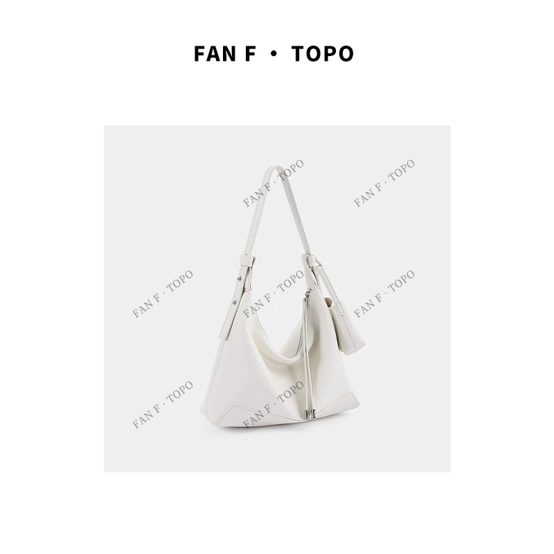 【hobo】法式拉链轻奢设计师单肩包白色饺子包通勤百搭时尚褶皱女士