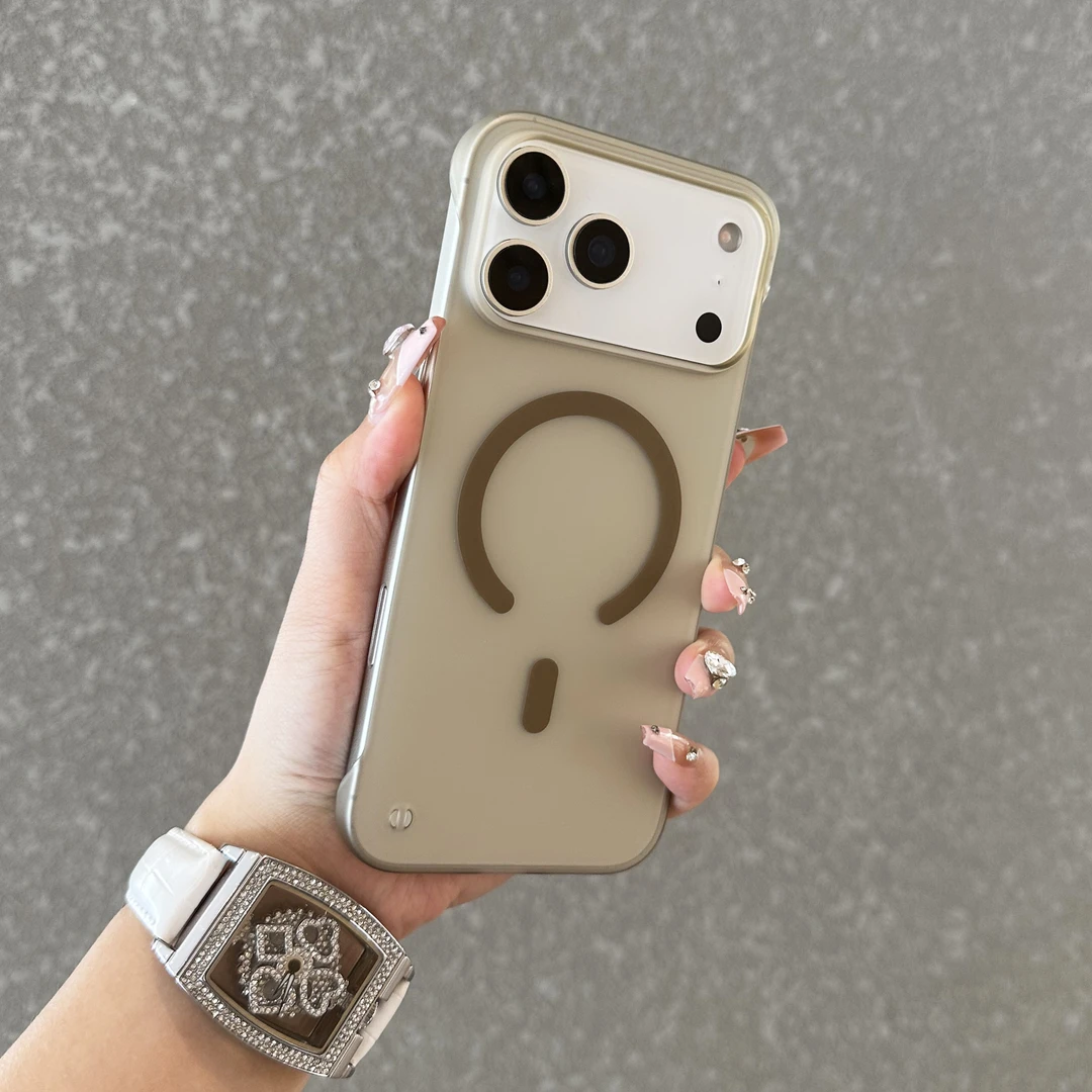 适用于iPhone17promax手机壳新款磨砂苹果17无边框简约16磁吸防摔