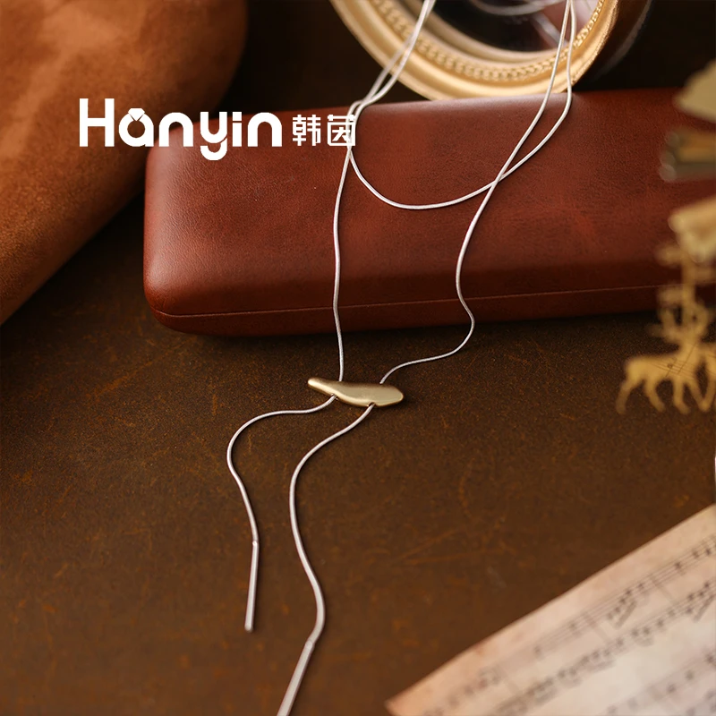 铜合金项链 100cm原创设计简约时尚气质长款撞色鲸鱼项链