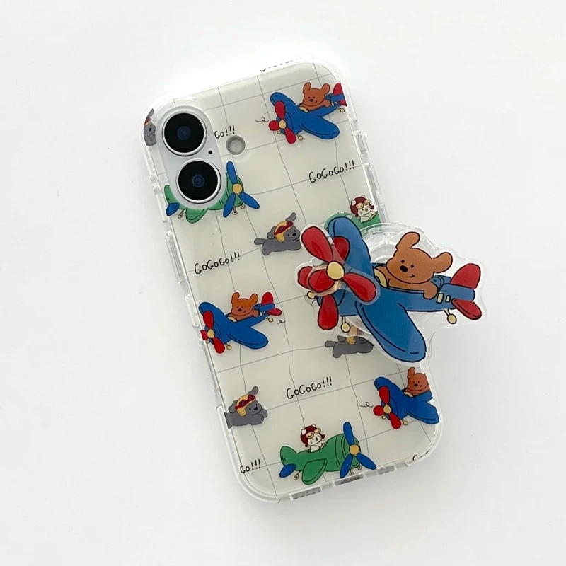 欧克里里飞行员小狗转转支架适用苹果16手机壳华为vivo小米15oppo