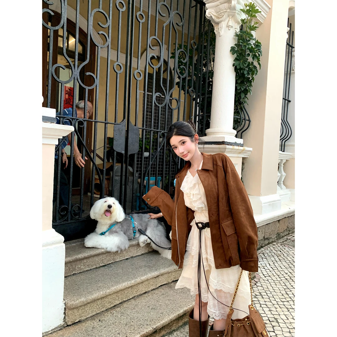 Barb Chill 美拉德风复古翻领麂皮绒外套