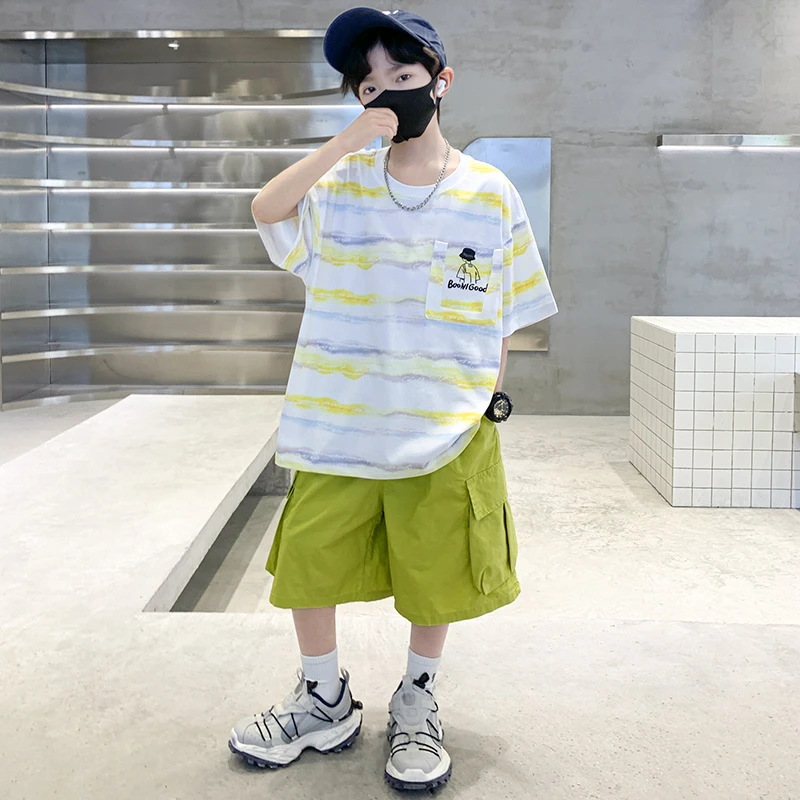 男童夏季套装2025新款夏装中大童儿童男孩夏款痞帅网红炸街薄款潮