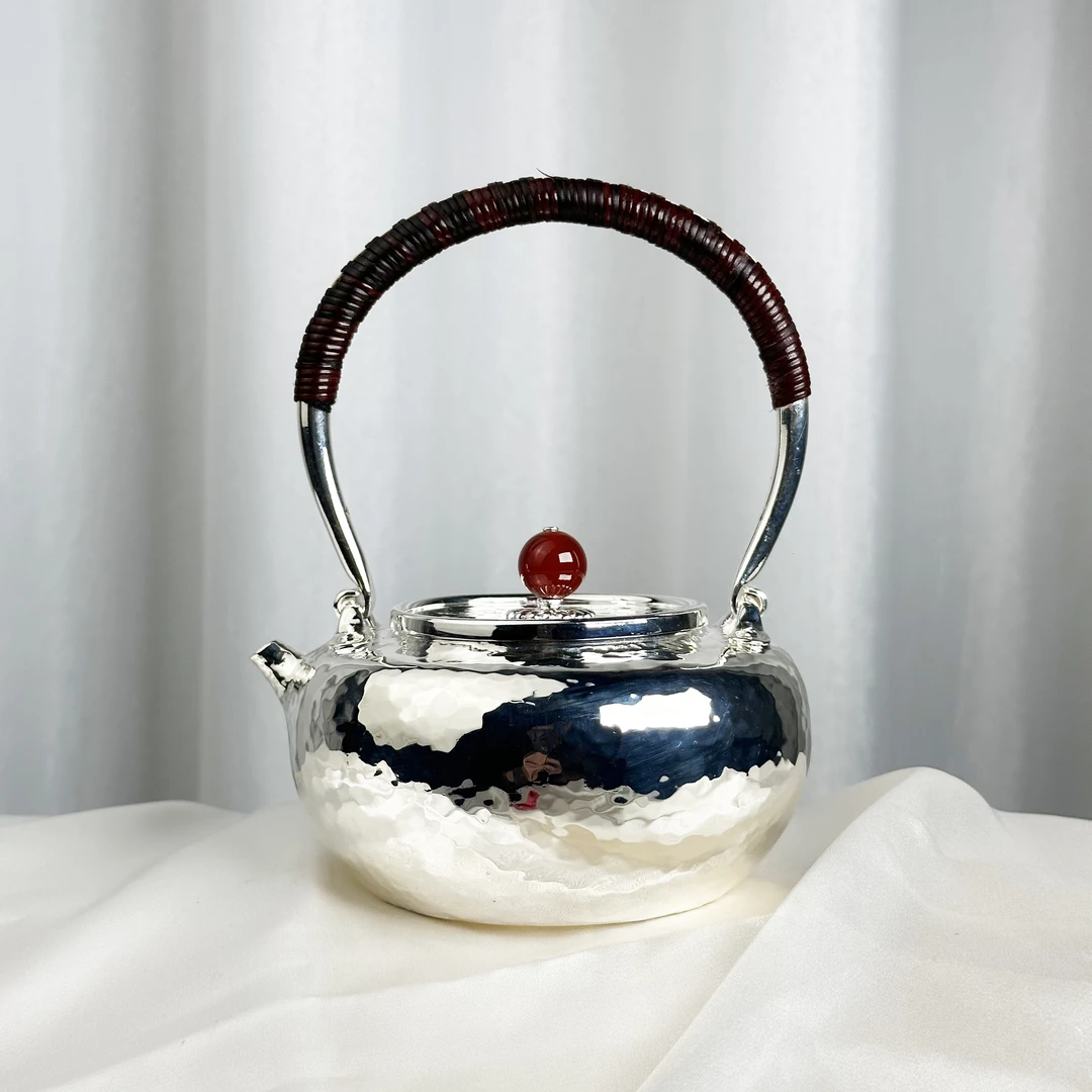 清货-手工锤纹银壶小提梁壶烧水可用