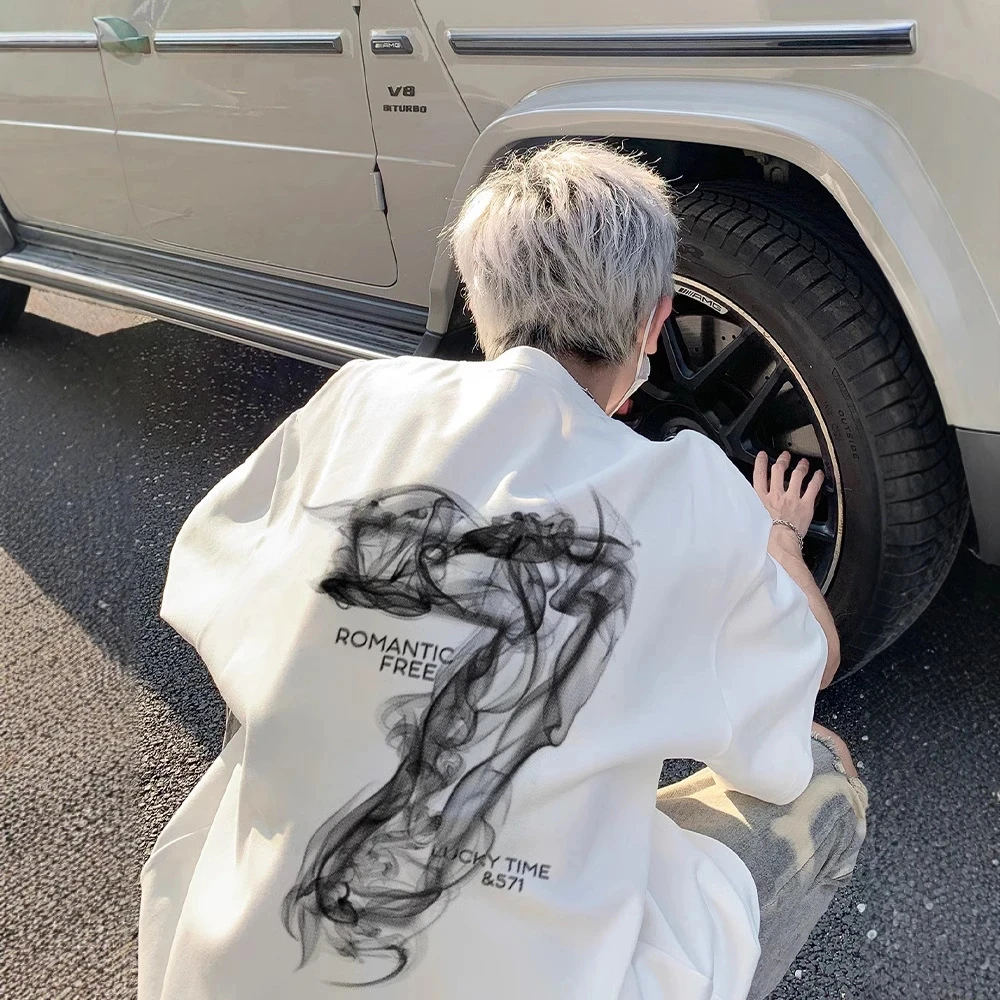 加大码300斤美式个性休闲风纯棉短袖t恤男女夏季宽松百搭重磅上衣