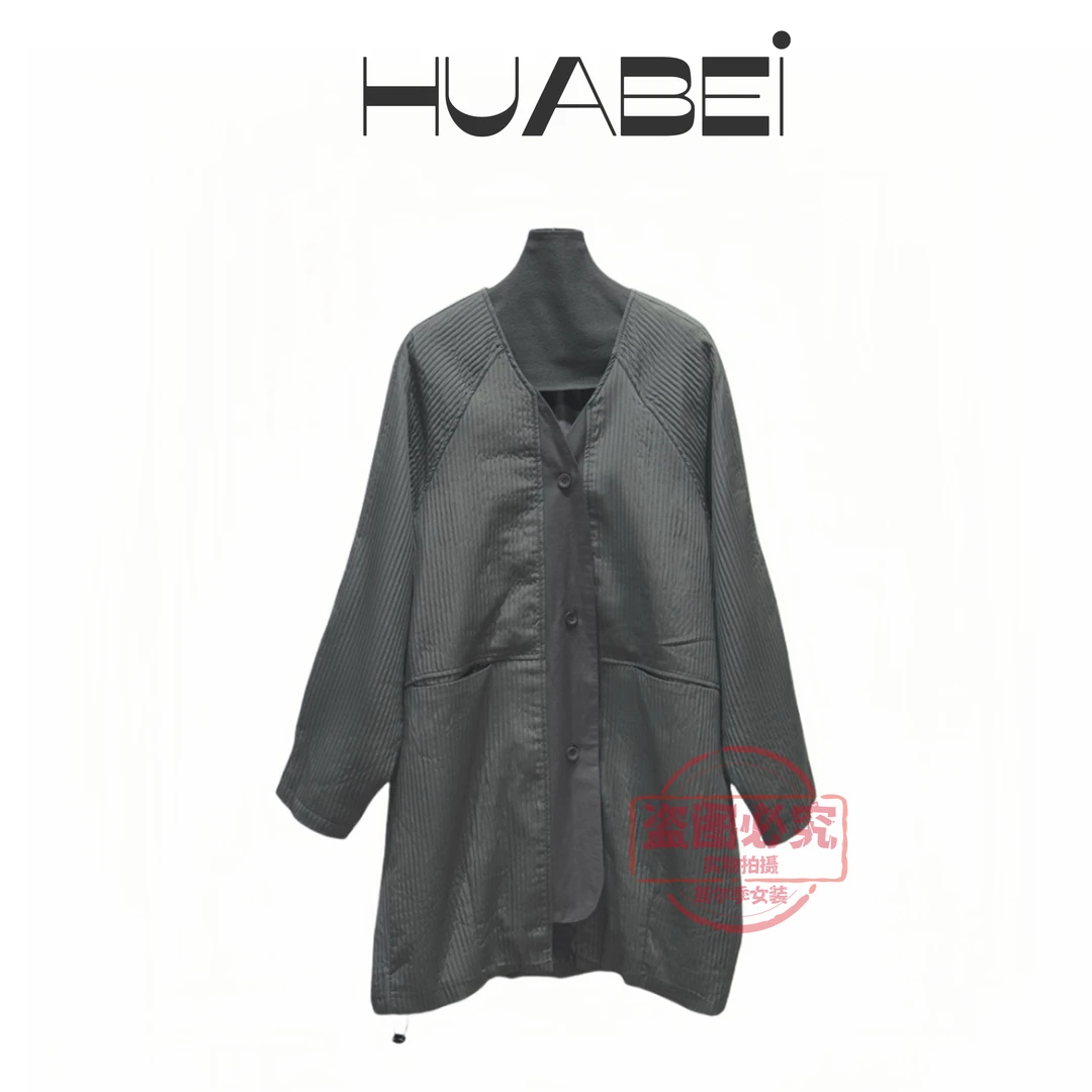 33016韩版早春新款时尚拼接假两件女风衣外套下摆抽绳设计感百搭