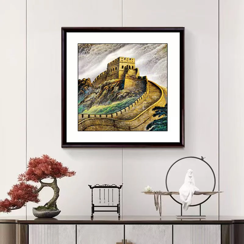 A158《金长城》50*50装饰画木框斗方挂画