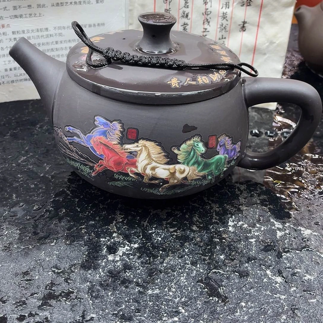 茶壶紫砂400CC汉瓦马到成功单壶