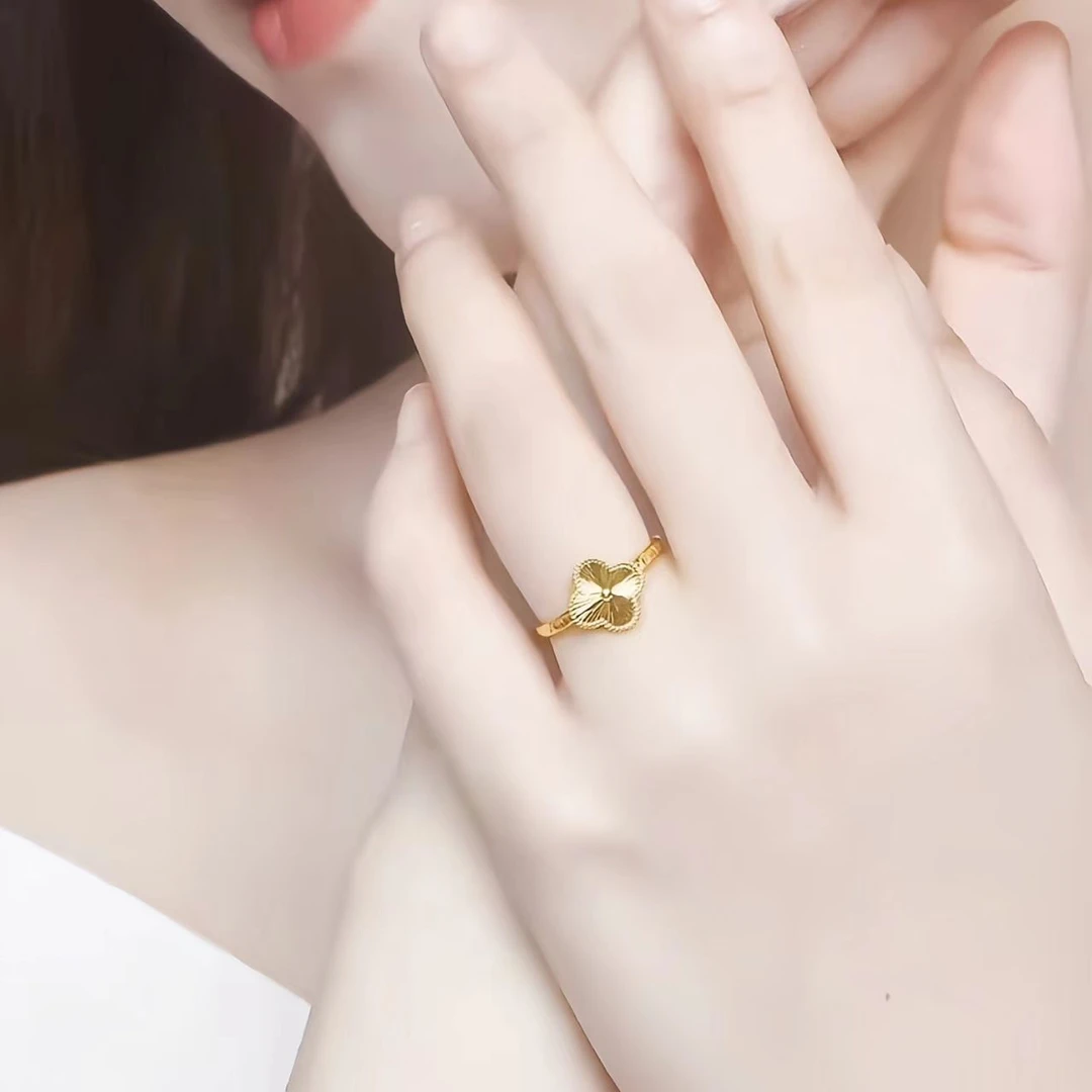 铜合金戒指 201拉丝五瓣花戒指