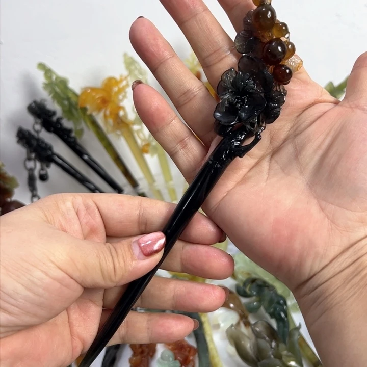 定制蛇纹石玉毛货发饰
