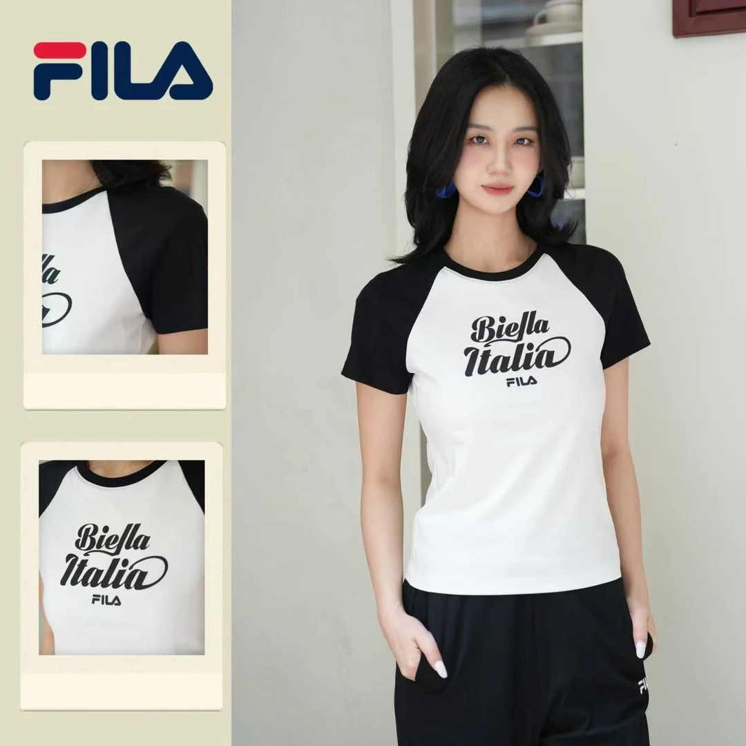 FILA斐乐女装25夏季新款时尚休闲百搭简约短袖T恤上衣F11W529113F