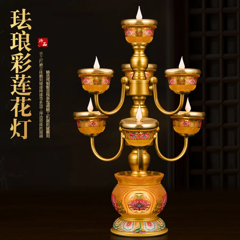 新款佛灯佛前供灯家用插电烛台仿真蜡烛灯佛堂观音供佛led长明灯