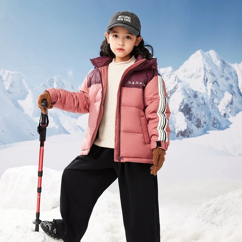 嘟嘟家【秋冬新款】2025中大男女童休闲短款拼接冬季羽绒服儿童加厚