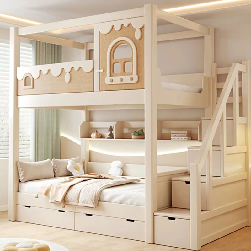 全实木上下床上下铺床树屋子母床双层床儿童床高低床两层床公主床