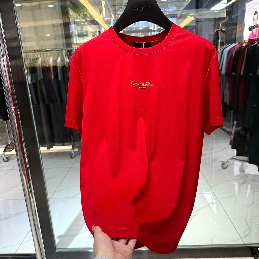 208001男士打底衫短袖T恤轻奢品质男装休闲百搭圆领半袖上衣