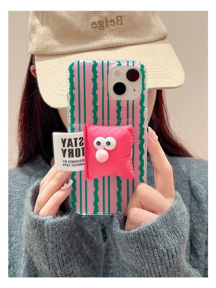粉绿条纹适用苹果16/15手机壳iphone13pro12女14小米oppo华为vivo