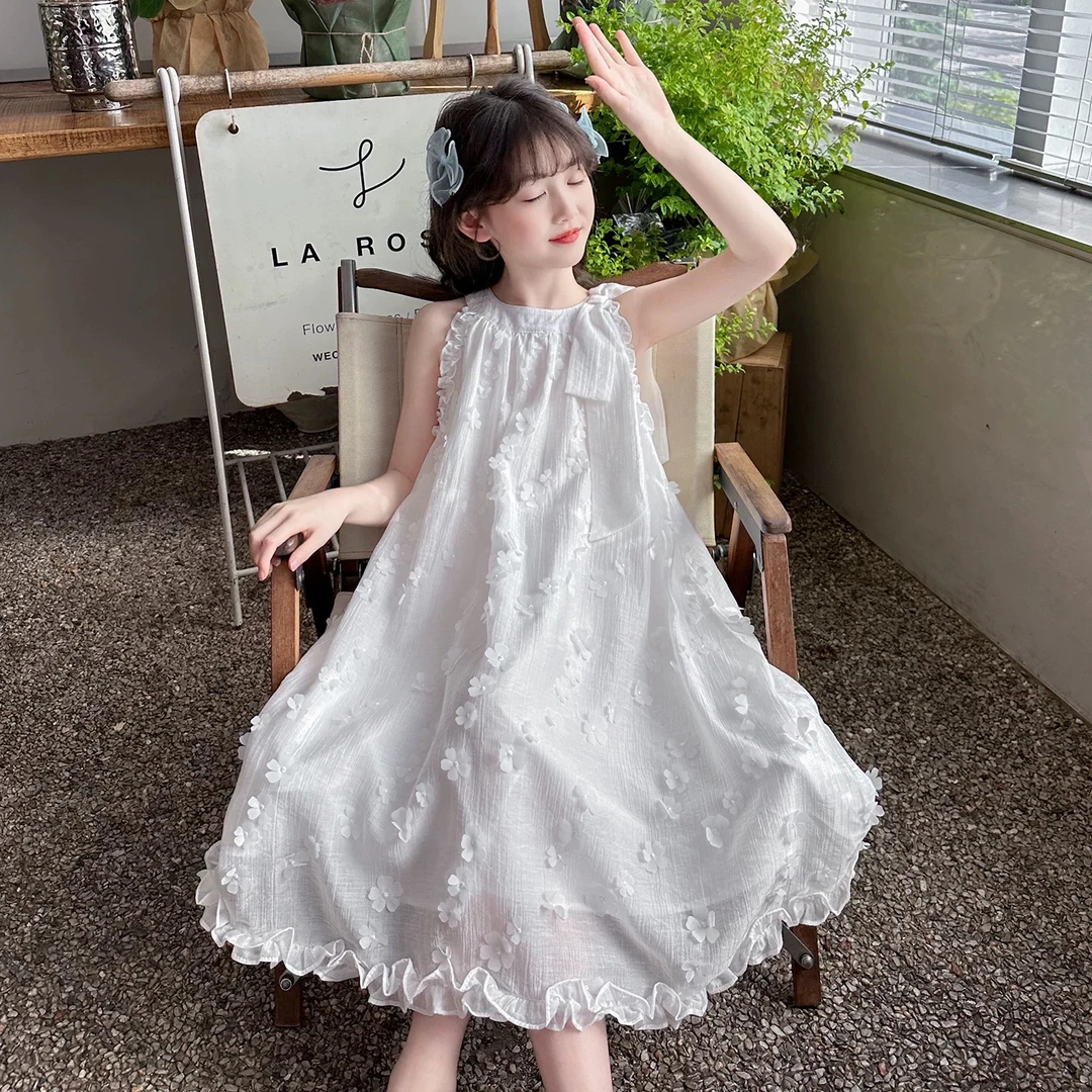 001-沫弛尔女童女休闲风夏季A字裙连衣裙中大童慵懒风