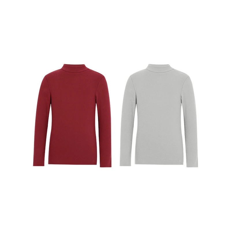 美洋MEIYANG加绒中领保暖儿童修身红色百搭美肤衣秋冬长袖打底衫