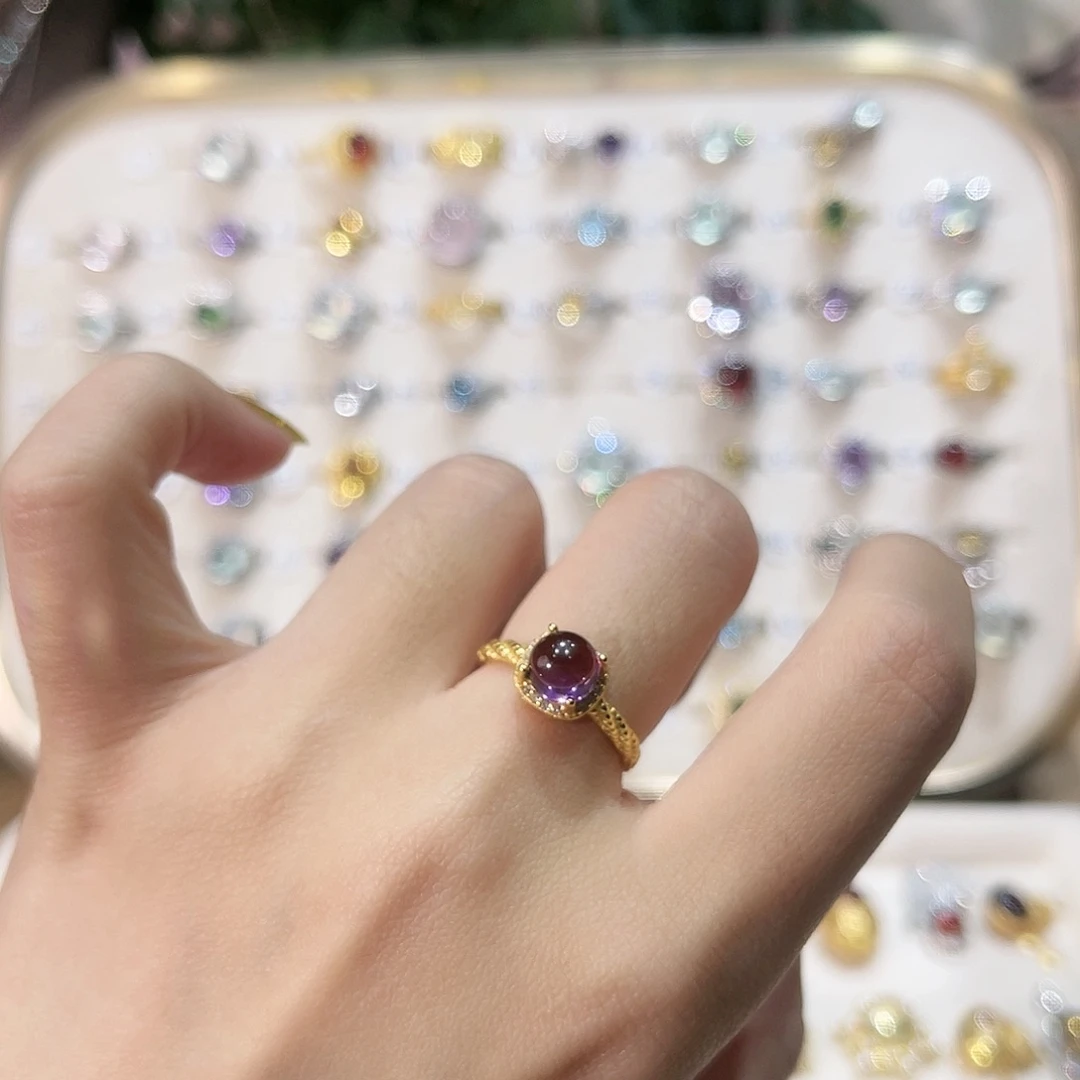 蛇纹石玉戒指银S925镶嵌