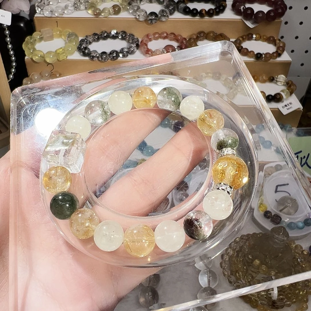 手串未镶嵌水晶绿幽灵 黄水晶