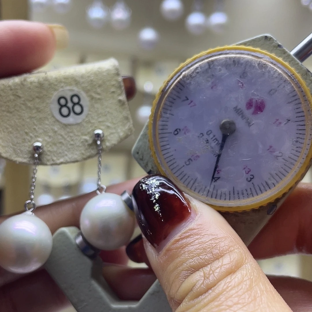 耳饰银S925镶嵌淡水珍珠