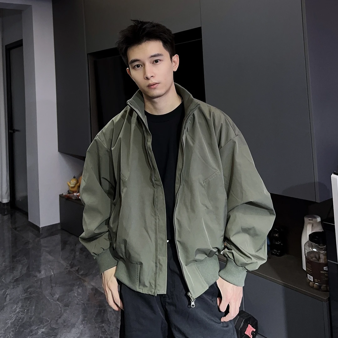 T1MEPALPENG飞行员夹克硬汉穿搭短款美式立领春秋季男士宽松外套