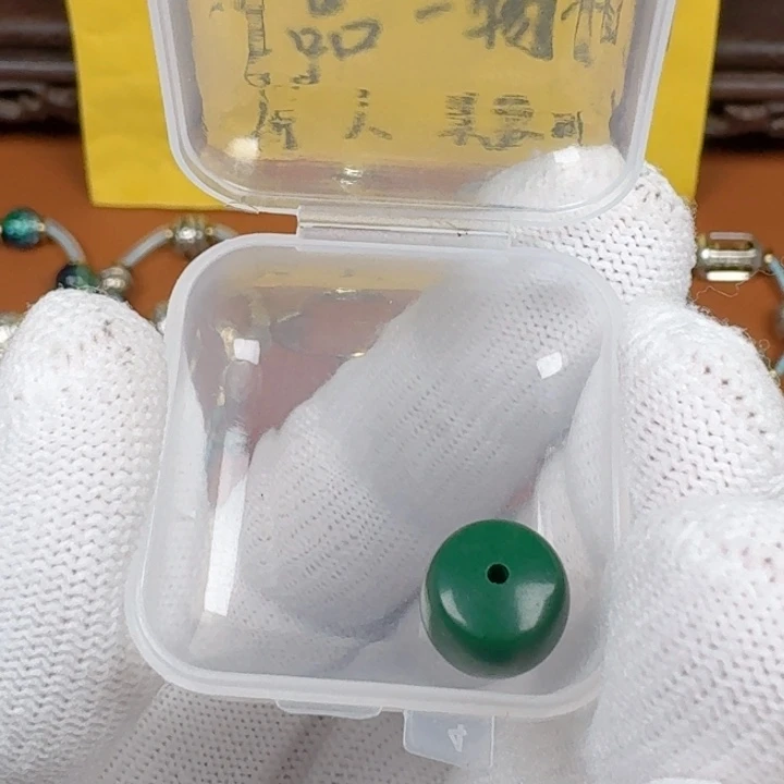 合成碳硅石铜合金文玩配饰绿小松老型10