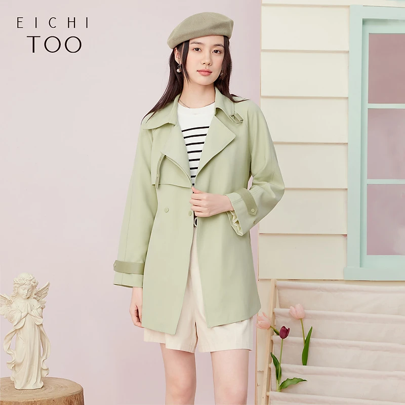 爱居兔春季新款经典时尚减龄少女感风衣外套EWFAJ1P003A