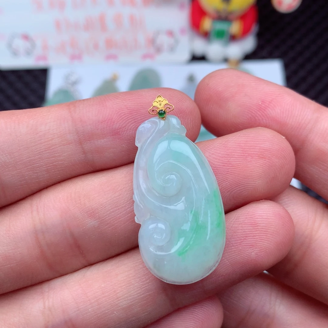翡翠18K金镶嵌吊坠(不含链)