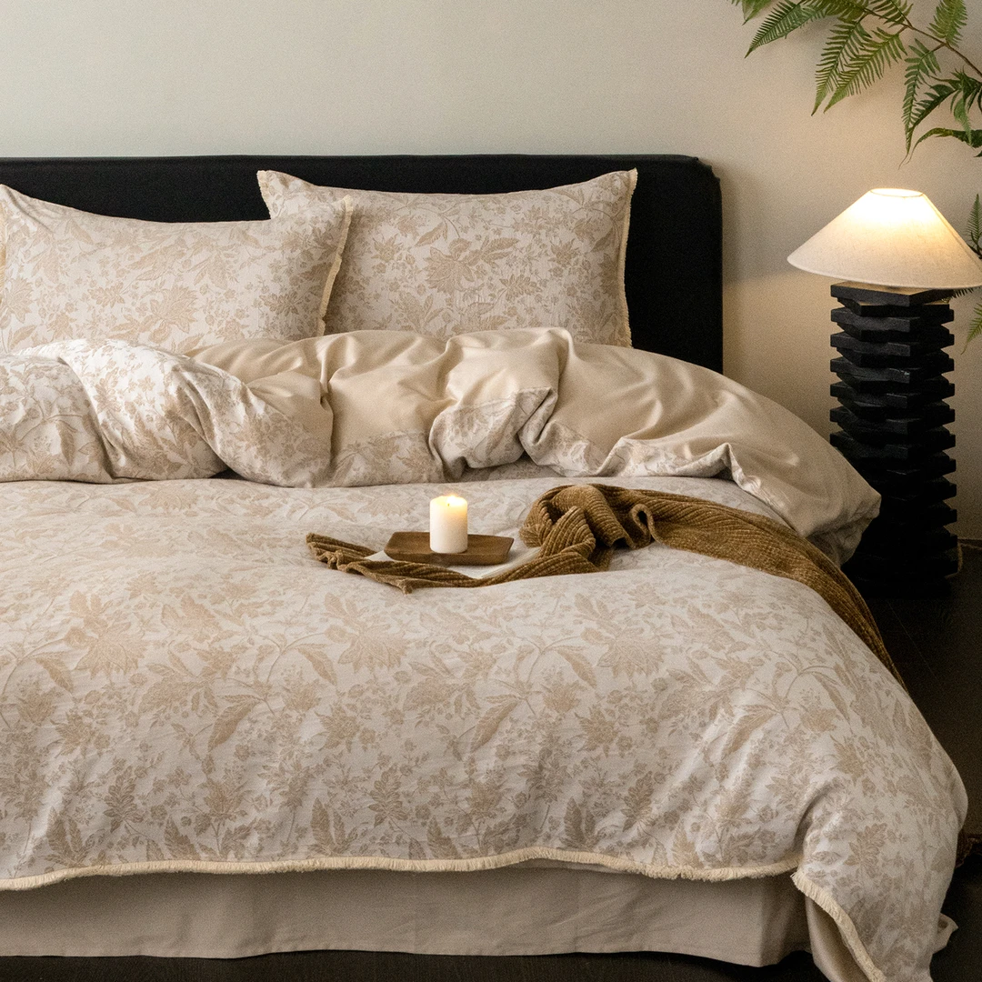 A类云感色织提花丨四件套纯棉全棉床单被套复古高级感四季款床品