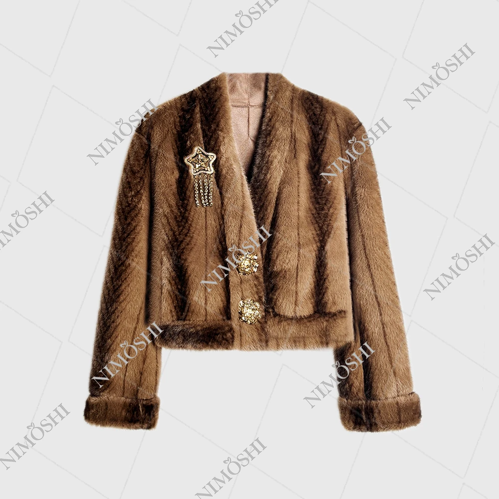 NIMOSHI【倩倩】钉珠重工气质百搭宽松毛绒外套冬季L5046