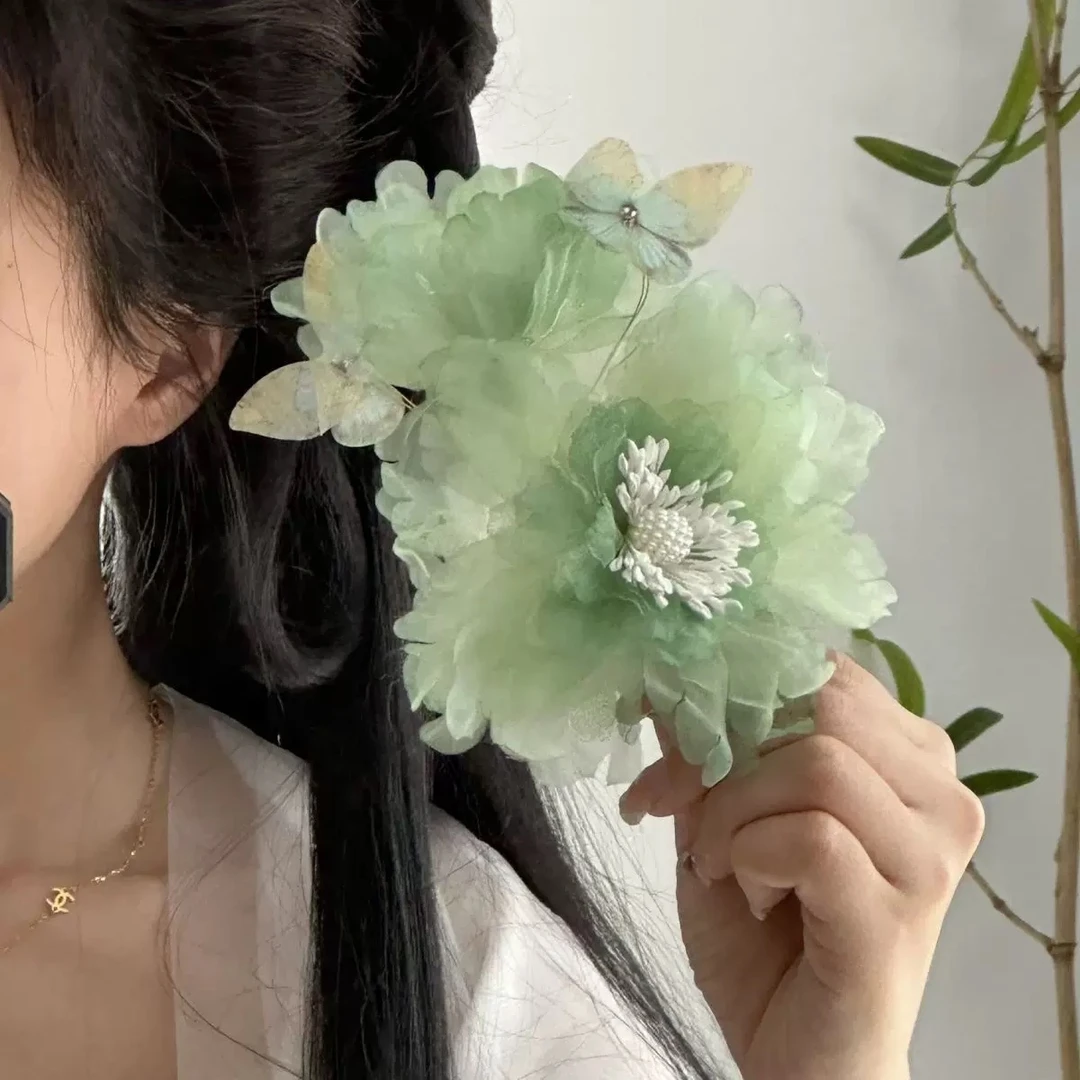 【云鬓花颜阁烫花发夹】云鬓拢春（孤品）爆款新中式汉服古风发饰B177