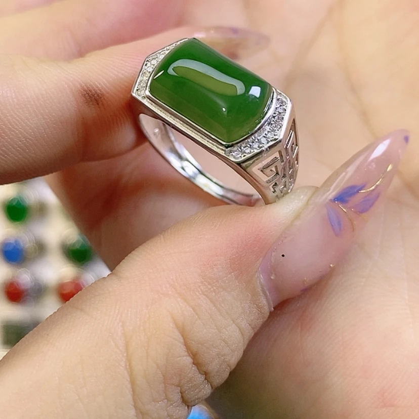 【闪购商品】和田玉戒指银S925镶嵌用***播