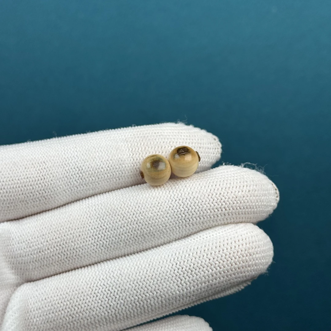 D90-75天然猛犸牙蓝眼睛圆珠8mm支持复检假一罚十